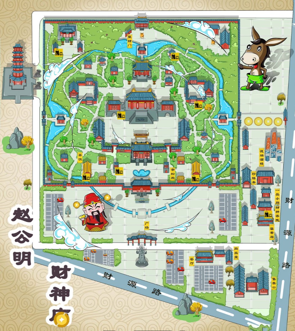 江门寺庙类手绘地图